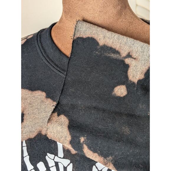 Acid Wash Tie Dye Skeleton"Rock N Roll" Hands Sweatshirt By Gildan Sz Small - Picture 3 of 9